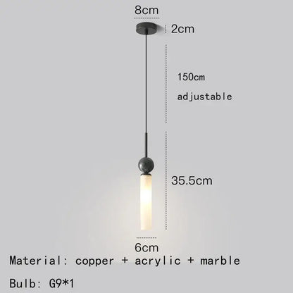DecorBites black green marble wall lamp sconce with copper acrylic lampshade and warm acrylic glow light