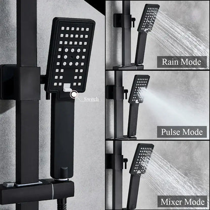 Modern chrome-finished rectangular hand-held shower head with grid nozzles from decorbites black for water saving rainfall