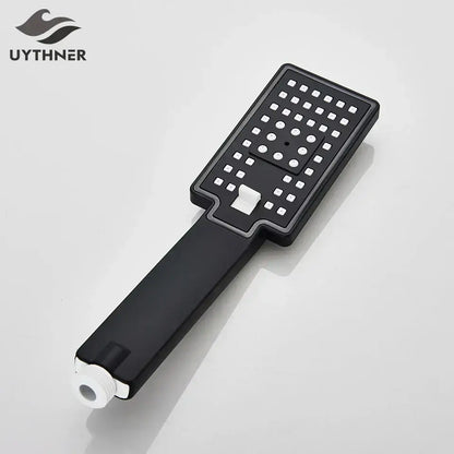 Decorbites black matte finish hand-held shower head with rectangular face high pressure and water saving nozzles