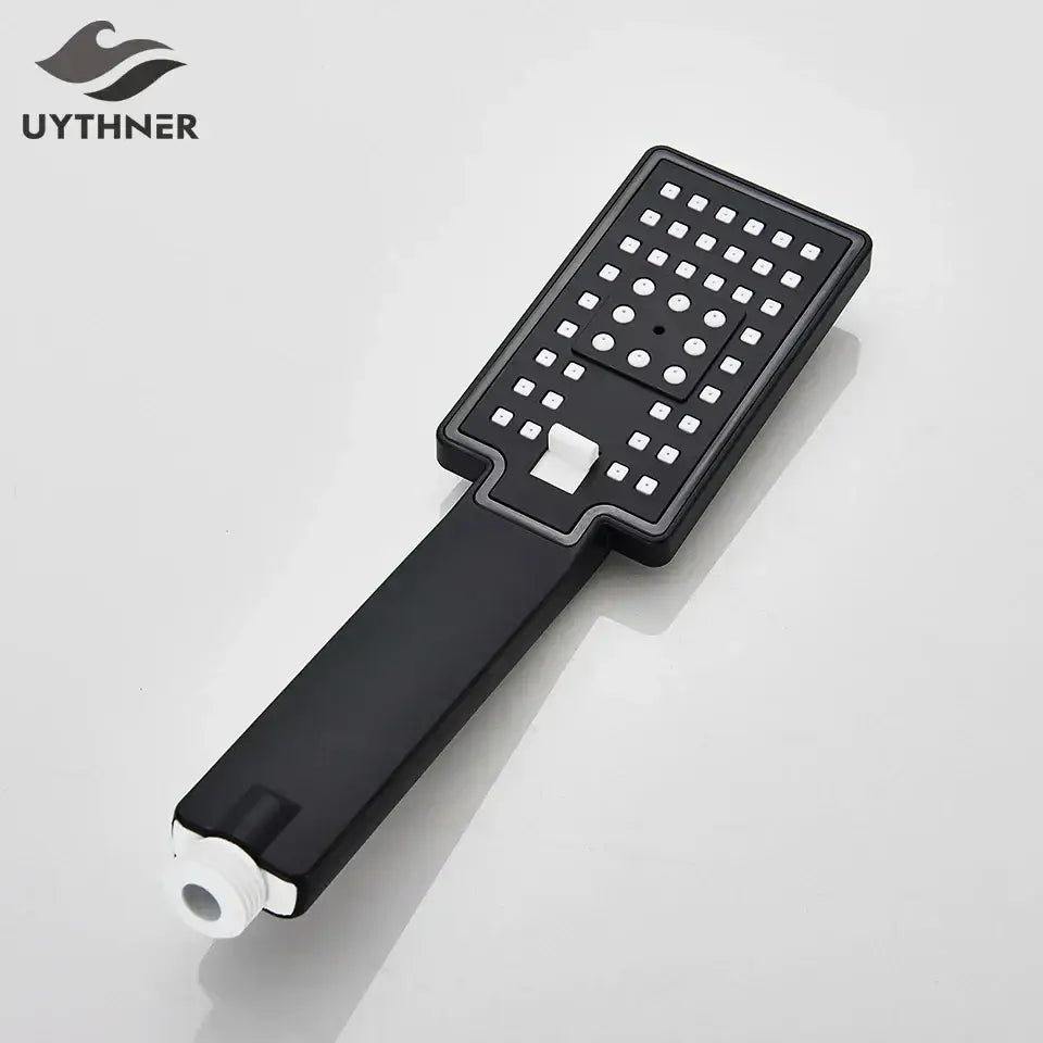Decorbites black matte finish hand-held shower head with rectangular face high pressure and water saving nozzles