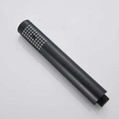 Black matte finish decorbites™ hand-held shower head with circular nozzles and threaded base for water saving rainfall