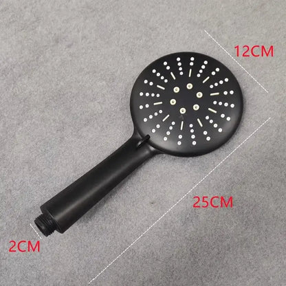 Decorbites black high pressure shower head with matte finish circular design for water saving and rainfall use