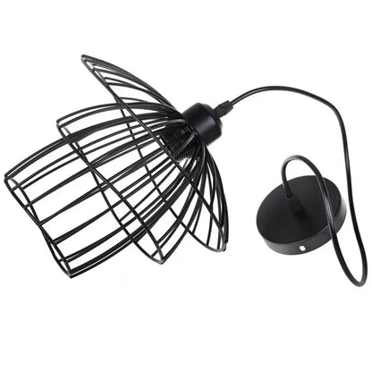 Decorbites black iron cage pendant light in black metal wire with sleek industrial design for kitchen and living room use