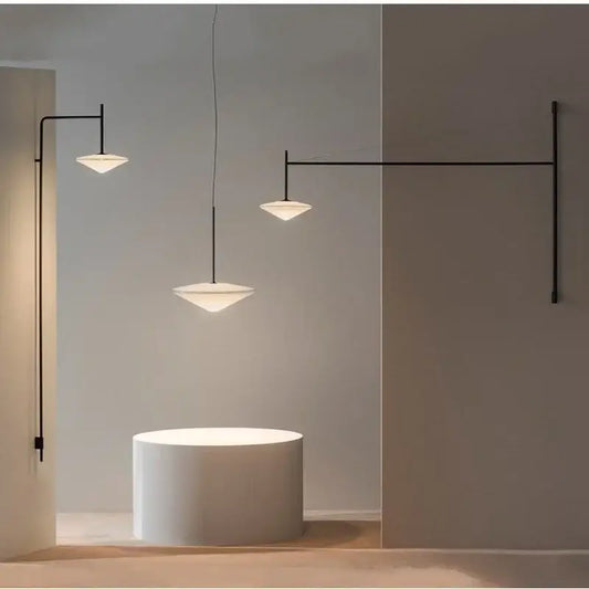 Decorbites black iron led long wall lamp with minimalist black metal arms and warm white glass shades for living spaces