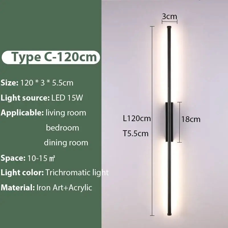 Modern decorbites black iron led wall lamp with sleek black iron and acrylic design for living room bedside use