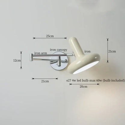 Cream-colored adjustable wall sconce with sleek iron arm and canopy in decorbites black iron led for modern home decor
