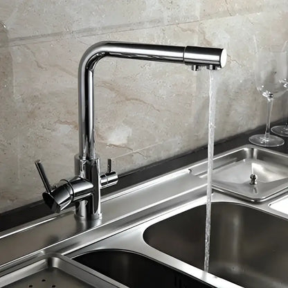 Chrome-finished modern kitchen faucet with sleek curved spout and dual handles in decorbites black kitchen faucet design