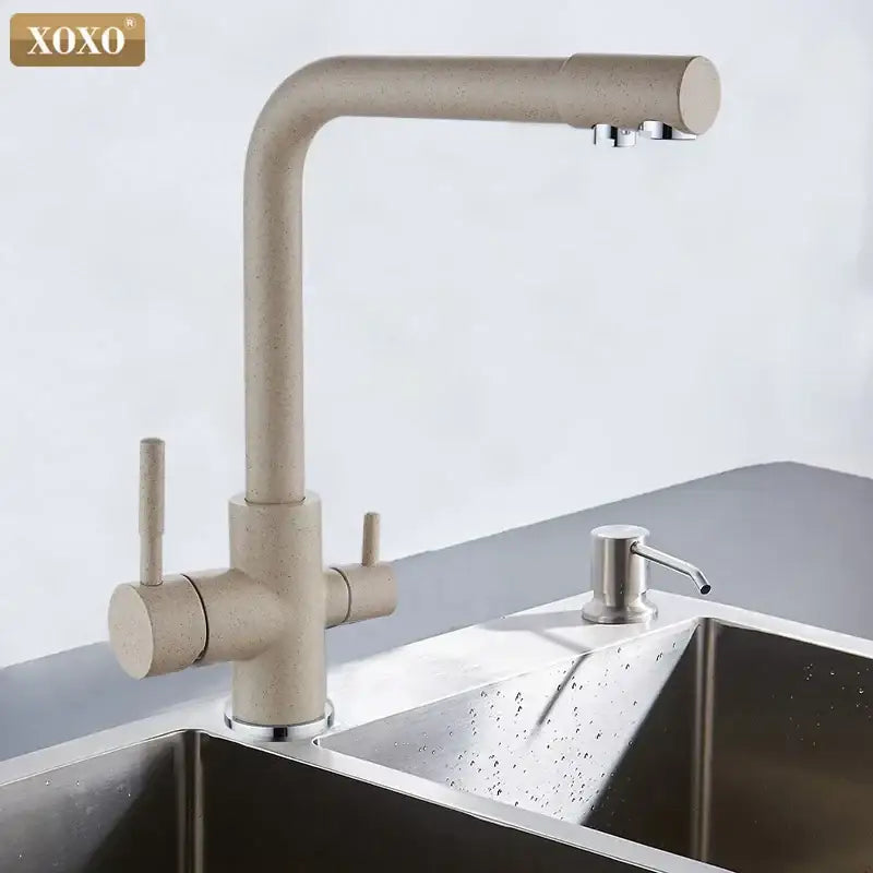 Beige speckled xoxo kitchen faucet with chrome accents featured in decorbites black kitchen faucet mixer tap 360 rotation