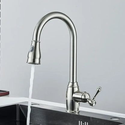 Stainless steel kitchen faucet with curved spout and single lever handle from decorbites black kitchen faucet line