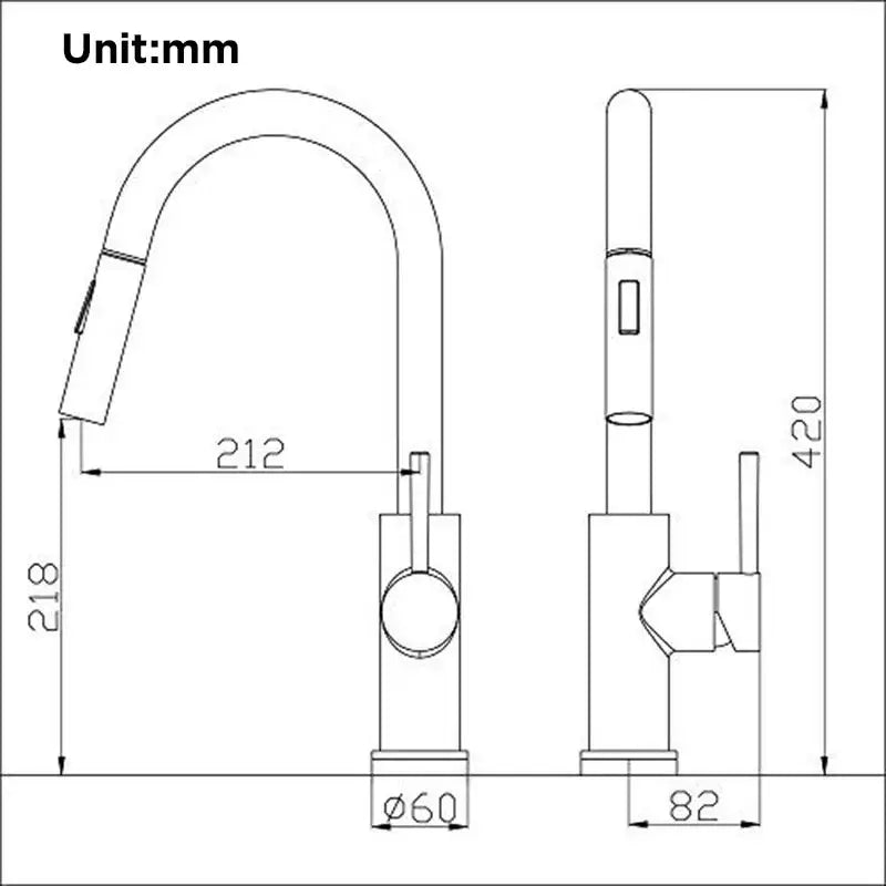 Decorbites™ black kitchen faucet touch sensor mixer tap with sleek metallic finish and integrated pull-down spray head