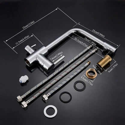 Chrome-finished kitchen faucet with sleek modern design and integrated pull-down spray head for decorbites black kitchen rotatable water purification