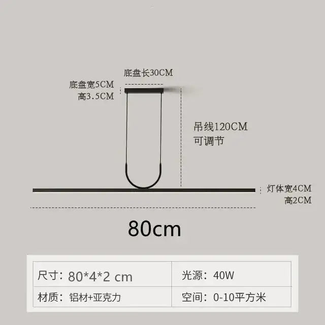 Modern minimalist decorbites black led ceiling chandelier with sleek aluminum acrylic design and adjustable 120cm chain
