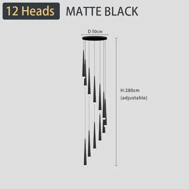 Matte black modern decorbites black led ceiling chandelier with 12 tapered light heads for stylish home lighting