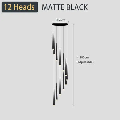 Matte black modern decorbites black led ceiling chandelier with 12 tapered light heads for stylish home lighting