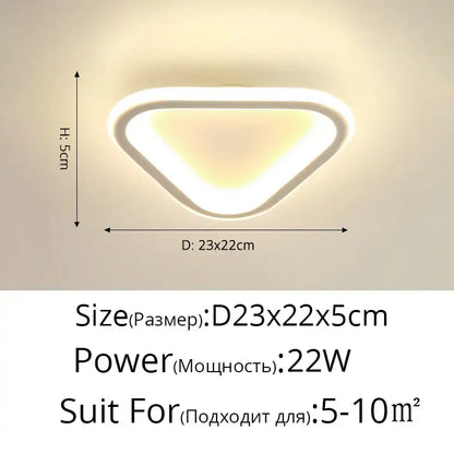 Modern triangular decorbites black led ceiling light with sleek white frame and warm diffused glow for indoor use