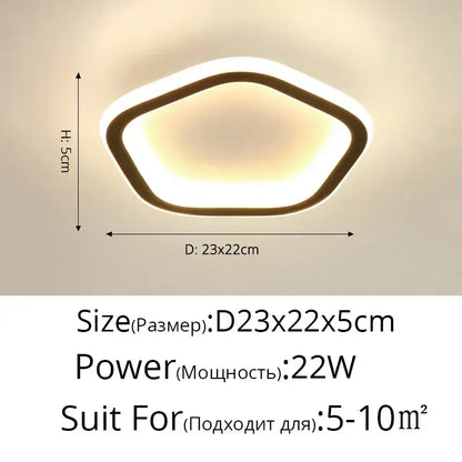 Modern hexagonal decorbites black led ceiling light with warm white glow and sleek black frame for indoor use