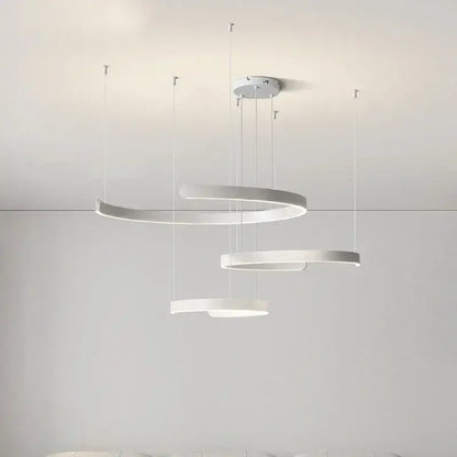 Modern white spiral pendant light with sleek minimalist design for decorbites black led chandelier indoor use