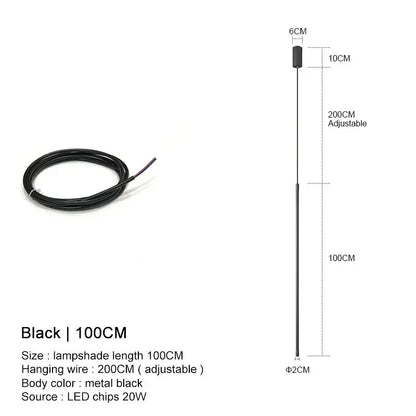 DecorBites black led chandelier pendant lights with black metal lampshade 100cm length and adjustable 200cm wire