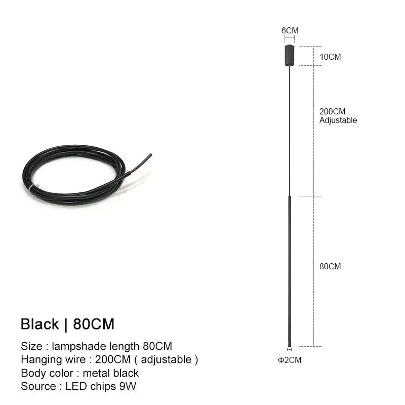 Decorbites black led chandelier pendant lights with black metal lamp, 80cm shade, and adjustable 200cm hanging wire