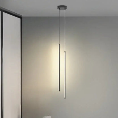 Minimalist decorbites black led pendant lights with sleek cylindrical design for dining room and bedroom lighting
