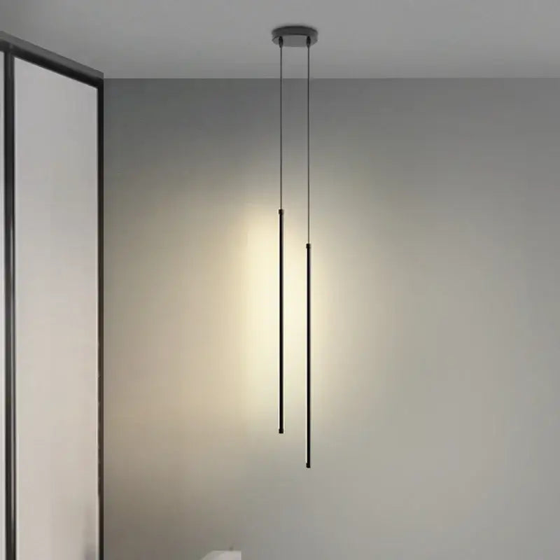 Minimalist decorbites black led pendant lights with sleek cylindrical design for dining room and bedroom lighting