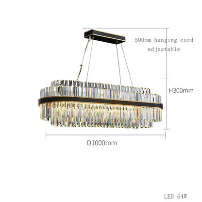 Elegant décorbites black led crystal chandelier with clear prisms, dark bronze frame, and adjustable 500mm hanging cord for dining room luxury design