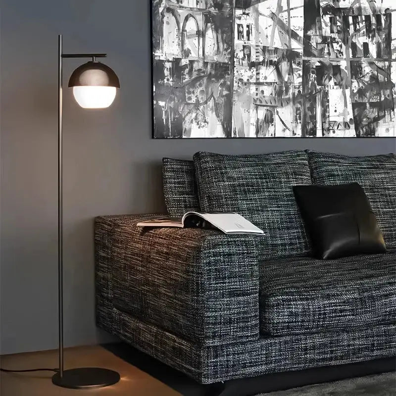 Modern floor lamp with sleek brushed bronze dome shade and slender pole in decorbites black led floor lamp design