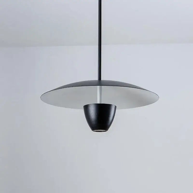 Decorbites black led minimalist pendant light with sleek disc-shaped shade and conical base for ceiling hanging