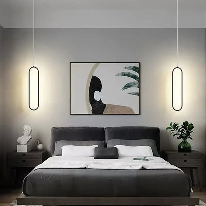 Modern oval pendant light with sleek black frame and warm glow from decorbites black led pendant lamp for bedrooms
