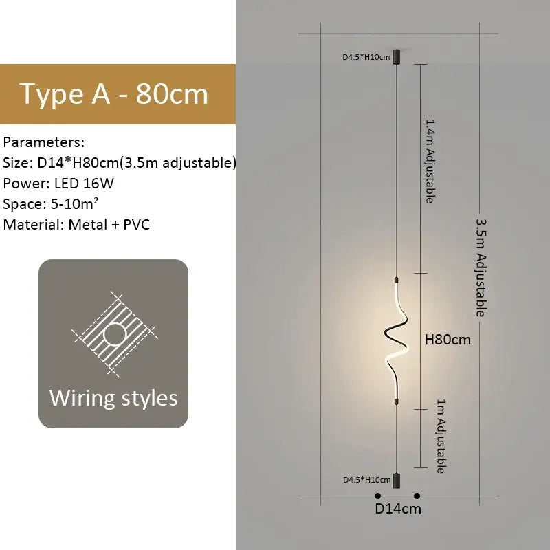 A sleek decorbites black led pendant light with curved white pvc and metal design for modern living room and bedroom decor