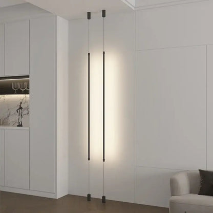 Modern black led pendant light with two vertical illuminated rods by decorbites for living room and bedroom decor