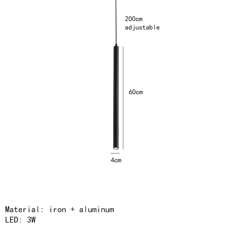Decorbites black led pendant lights featuring black iron and aluminum cylindrical design with 3w led bulb for indoor use