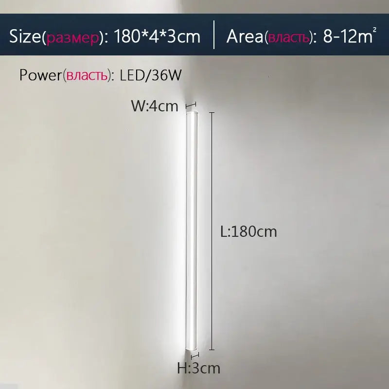 A sleek decorbites black led wall lamp with slim white cylindrical design 180cm for bedroom living room decor