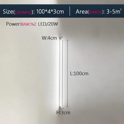 A sleek 100cm decorbites black led wall lamp with minimalist white cylindrical design for bedroom and living room