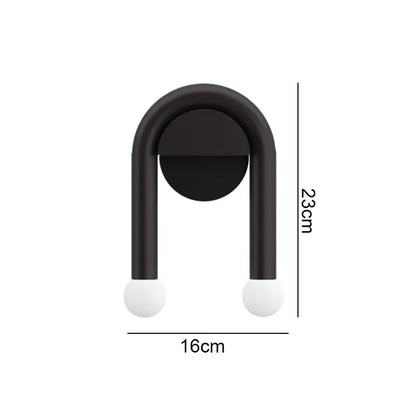 Black led wall lamp decorbites black led modern nordic u-shaped wall hook with white spherical ends 23cm tall 16cm wide