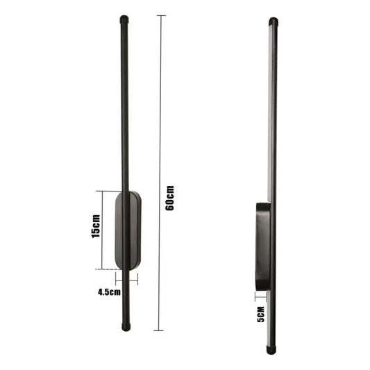 Decorbites black led wall sconce with black telescopic antenna 60cm long and sleek metallic rectangular base