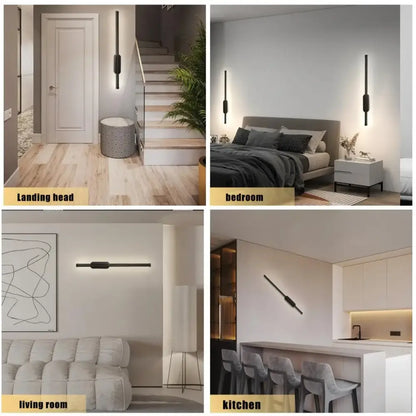 Modern black led wall sconce by decorbites featuring a sleek elongated minimalist design with matte finish for home decor
