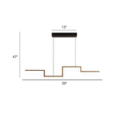 DecorBites Black line art metal hanging lamp with stepped copper base and 47 inch drop for dining room ceiling light color temperature