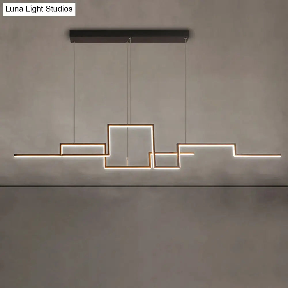 Modern geometric led ceiling light with warm color temperature and black metal mount for dining room by decorbites