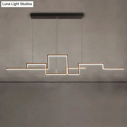 Modern geometric led ceiling light with warm color temperature and black metal mount for dining room by decorbites