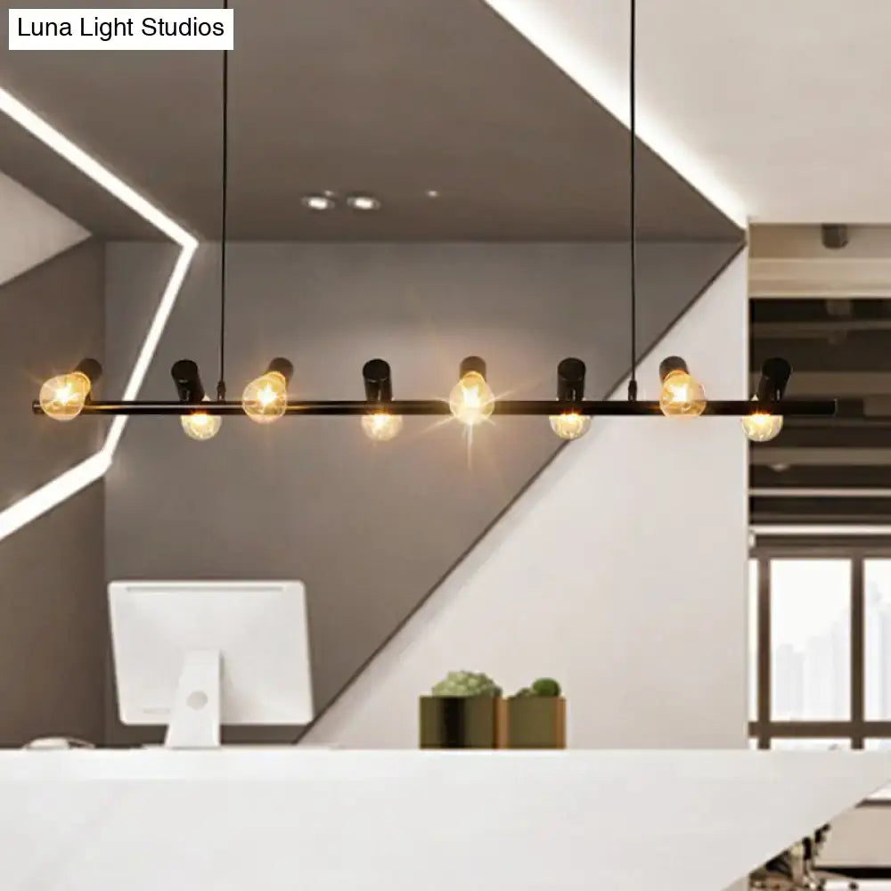 DecorBites black linear island pendant light with exposed filament bulbs ideal for restaurants and lofts