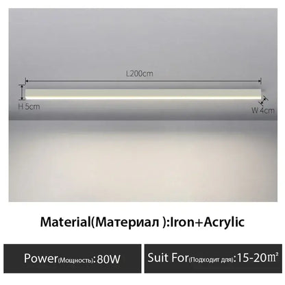 DecorBites black linear ceiling light 200cm sleek iron and acrylic minimalist black linear led fixture for modern spaces