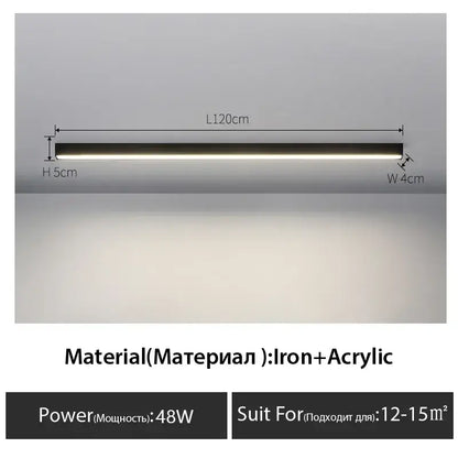 DecorBites black linear led ceiling light with sleek black iron and acrylic construction for modern living spaces
