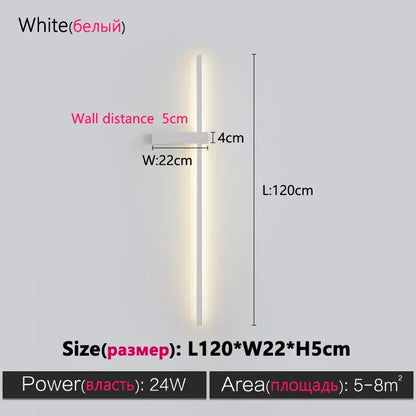 A sleek white wall lamp with a modern minimalist design by DecorBites black long strip for bedroom and living room use