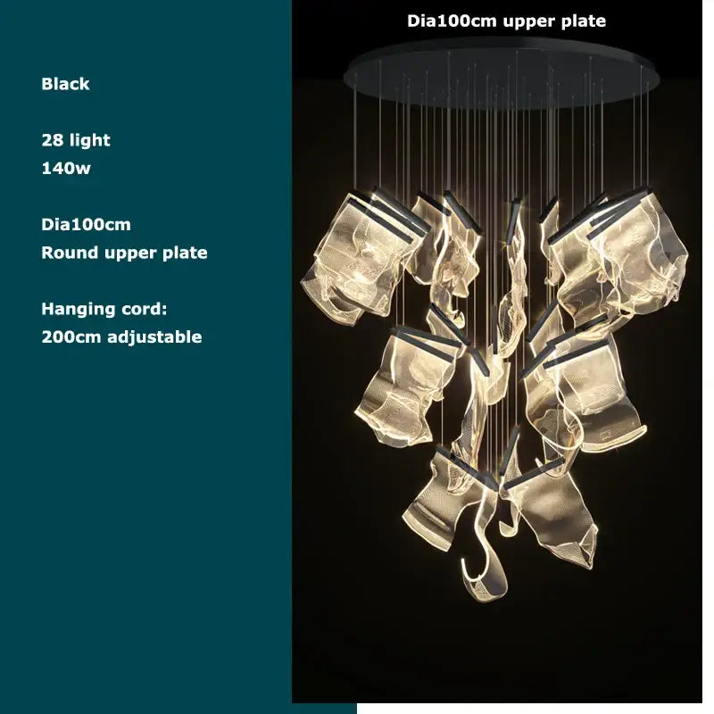 Modern black chandelier with 28 glass-like pendants by decorbites black love for elegant love chandelier lighting
