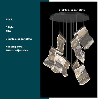 DecorBites black love chandelier features eight illuminated mesh pendant lights on a circular frame for dining room lighting