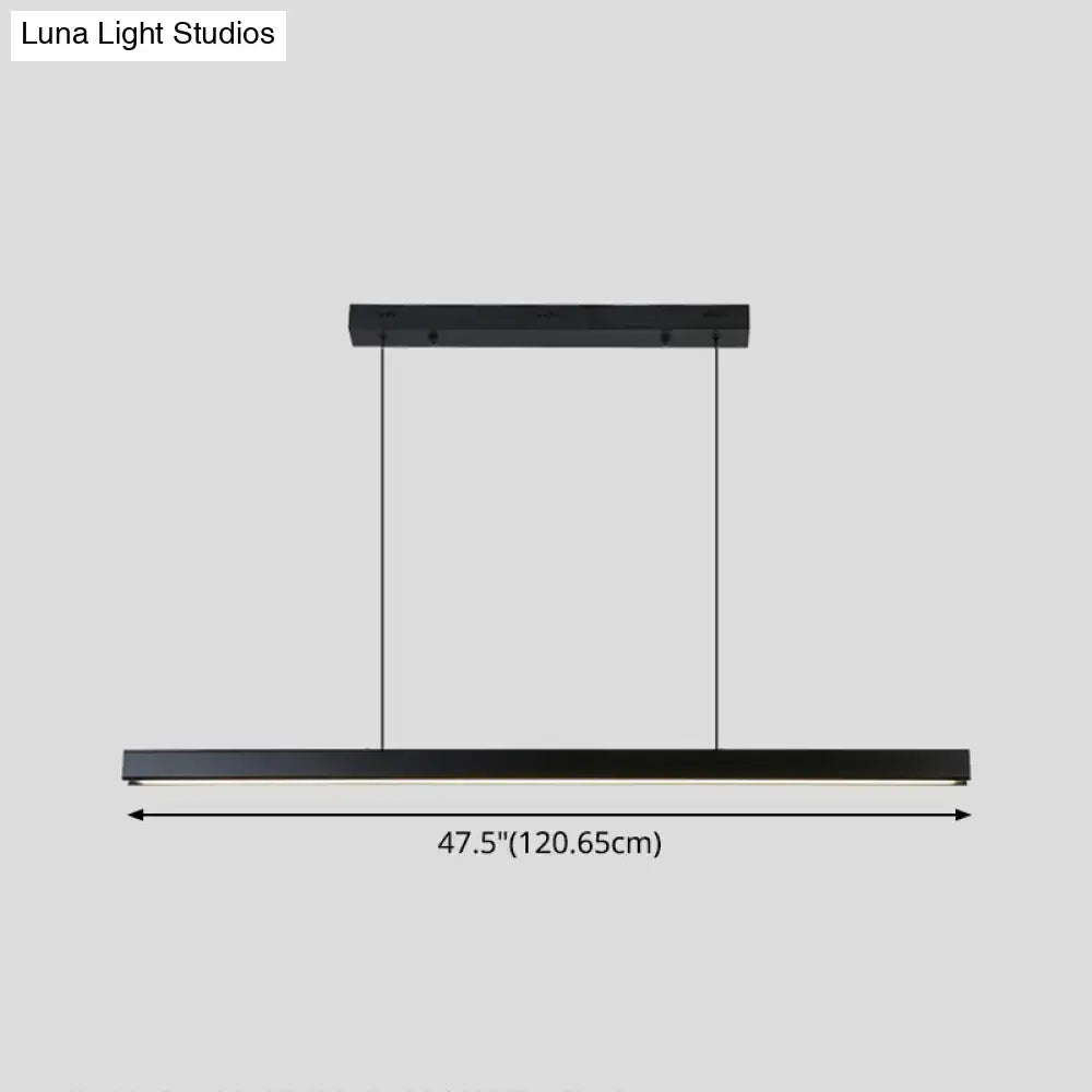 Decorbites black metal linear led pendant with sleek modern design and remote control for restaurant island lighting
