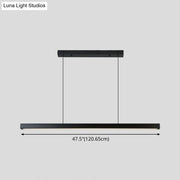 Decorbites black metal linear led pendant with sleek modern design and remote control for restaurant island lighting