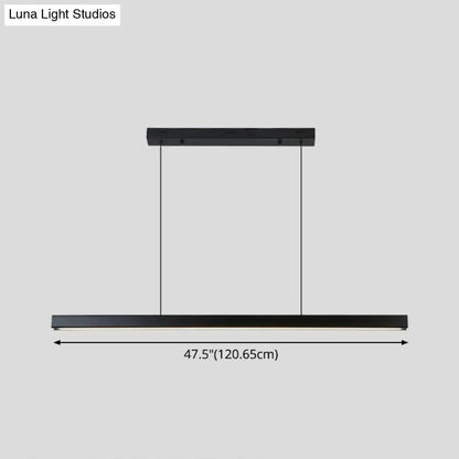 Decorbites black metal linear led pendant with sleek modern design and remote control for restaurant island lighting