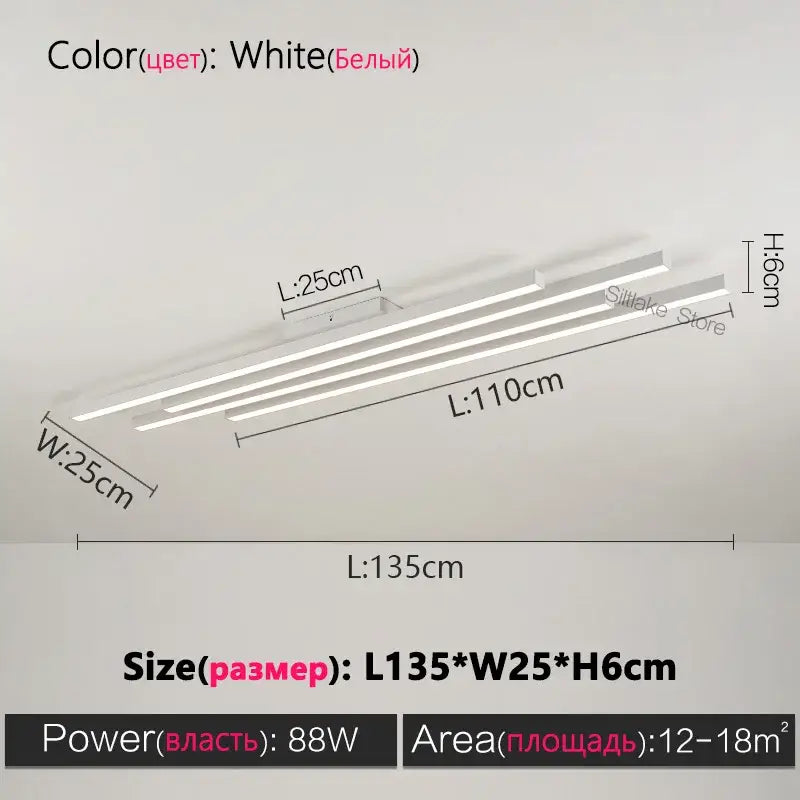 White led ceiling light fixture with three slim parallel strips from decorbites black nordic chandelier minimalist series